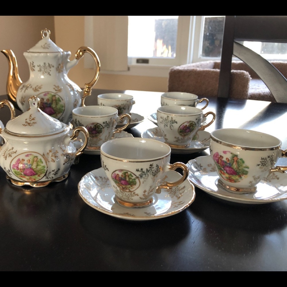 Vintage teapot coffee set w/6 cups
